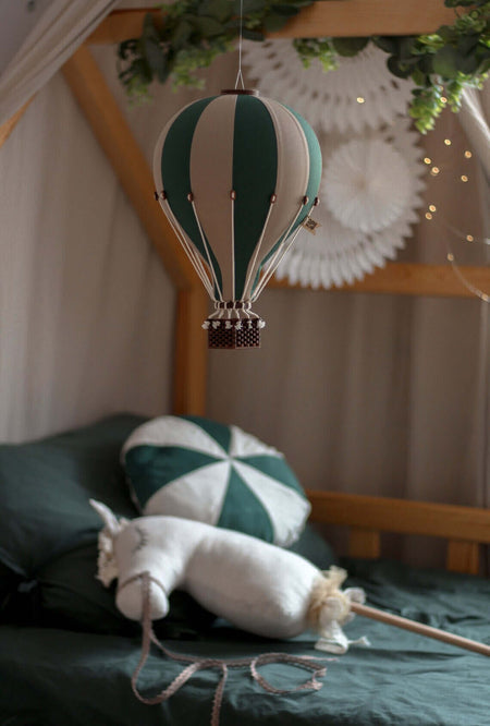 Inflatable Hot Air Balloon Decorations | Baby Shower Decorations and Birthday Decor | Baby Nursery Decor | Baby Room Decor | Gender Reveal Decorations | Hot Air Balloon Décor | Deep Green/Beige