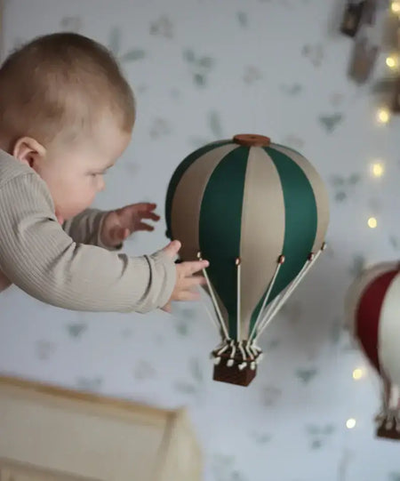 Inflatable Hot Air Balloon Decorations | Baby Shower Decorations and Birthday Decor | Baby Nursery Decor | Baby Room Decor | Gender Reveal Decorations | Hot Air Balloon Décor | Deep Green/Beige