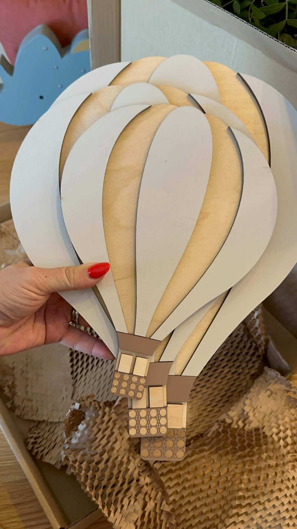  View details for Handmade wooden hot air balloon wall decoration (Color Light Grey) Handmade wooden hot air balloon wall decoration (Color Light Grey)