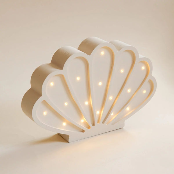 Wooden Seashell Lamp - white