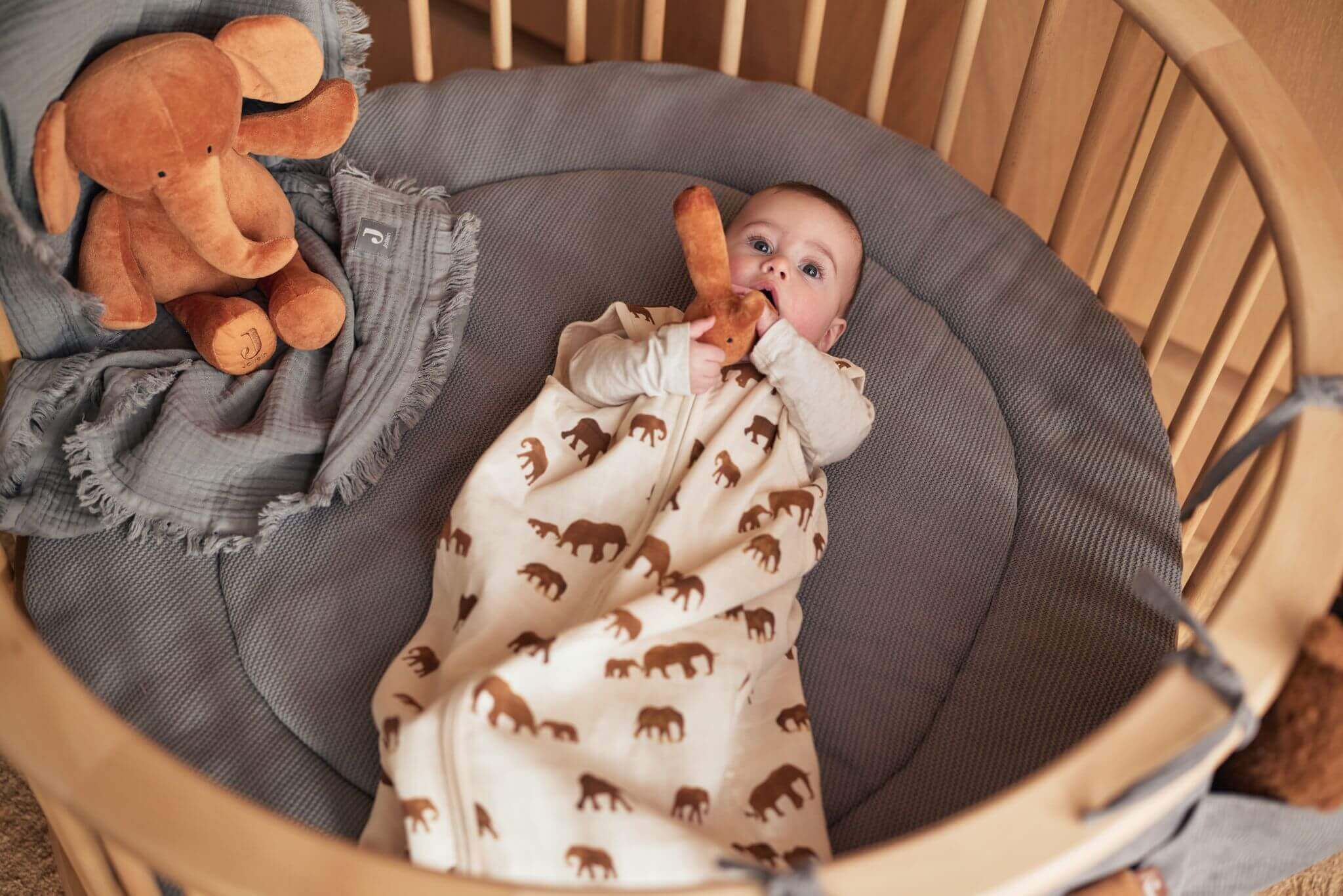 Playpen Mat Round 92cm Little Star - Dark Grey