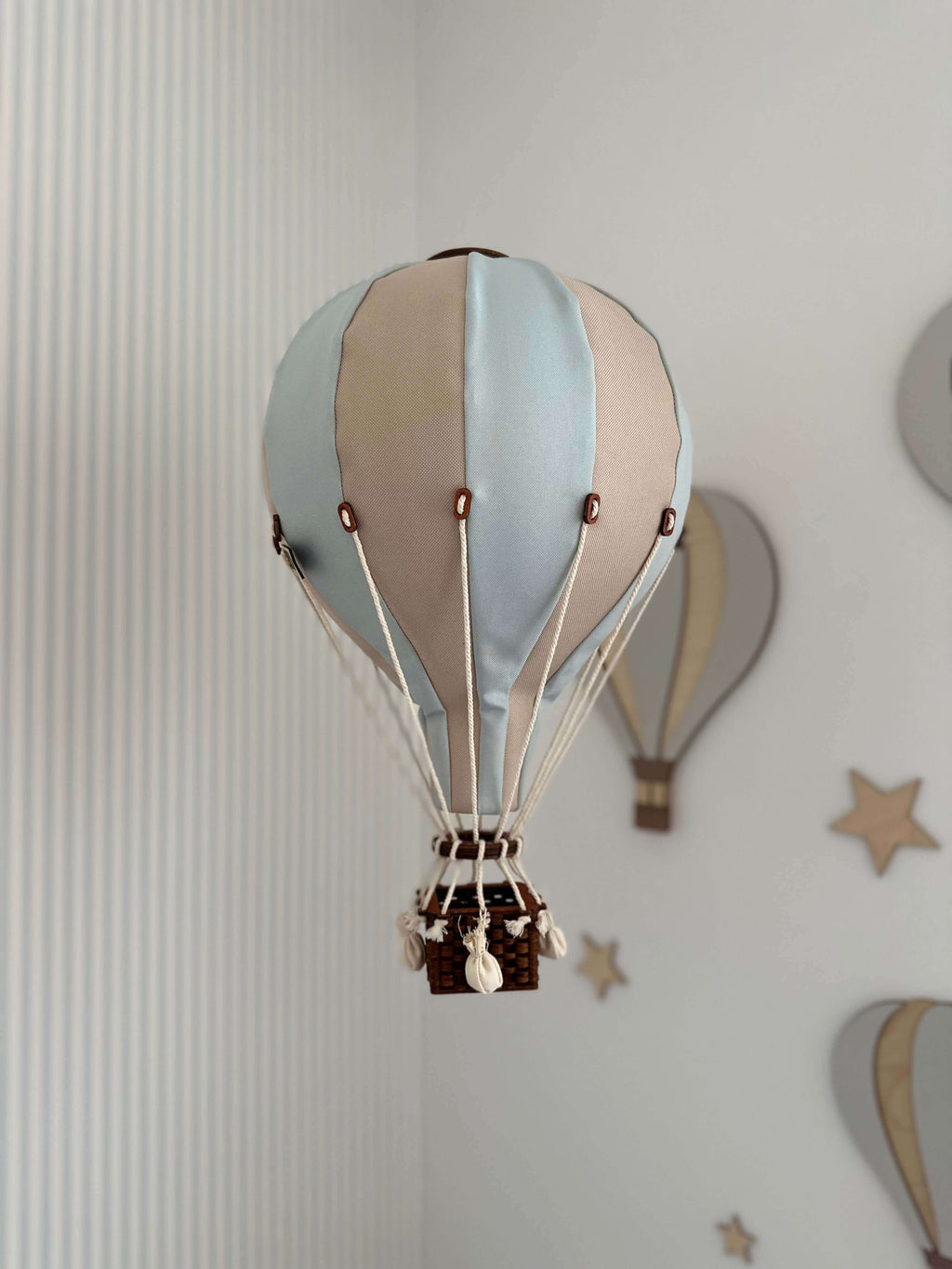 Inflatable Hot Air Balloon Decorations | Baby Shower Decorations and Birthday Decor | Baby Nursery Decor | Baby Room Decor | Gender Reveal Decorations | Hot Air Balloon Décor | Beige/Mint-Grey