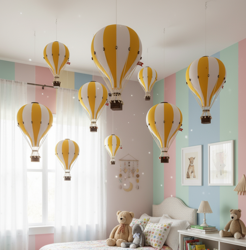 Hot Air Balloon Decorations for Baby Shower, Birthday, Gender Reveal & Baby Nursery Decor | Yellow