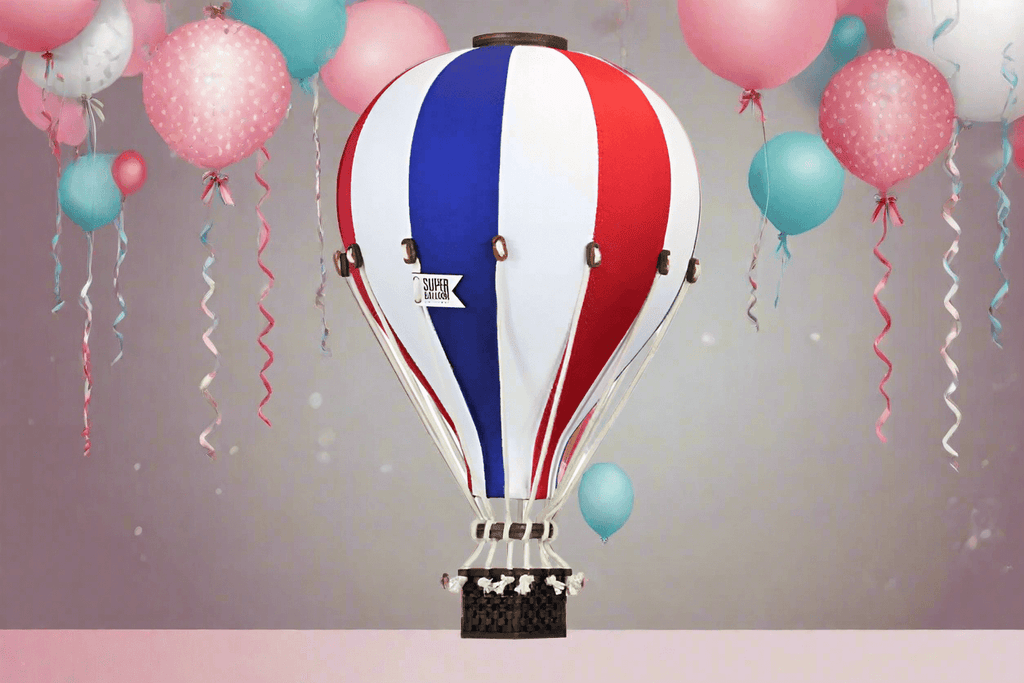  Inflatable Hot Air Balloon Decorations | Baby Shower Decorations and Birthday Decor | Baby Nursery Decor | Baby Room Decor | Gender Reveal Decorations | Hot Air Balloon Décor | White / Red / Blue (Patriotic)