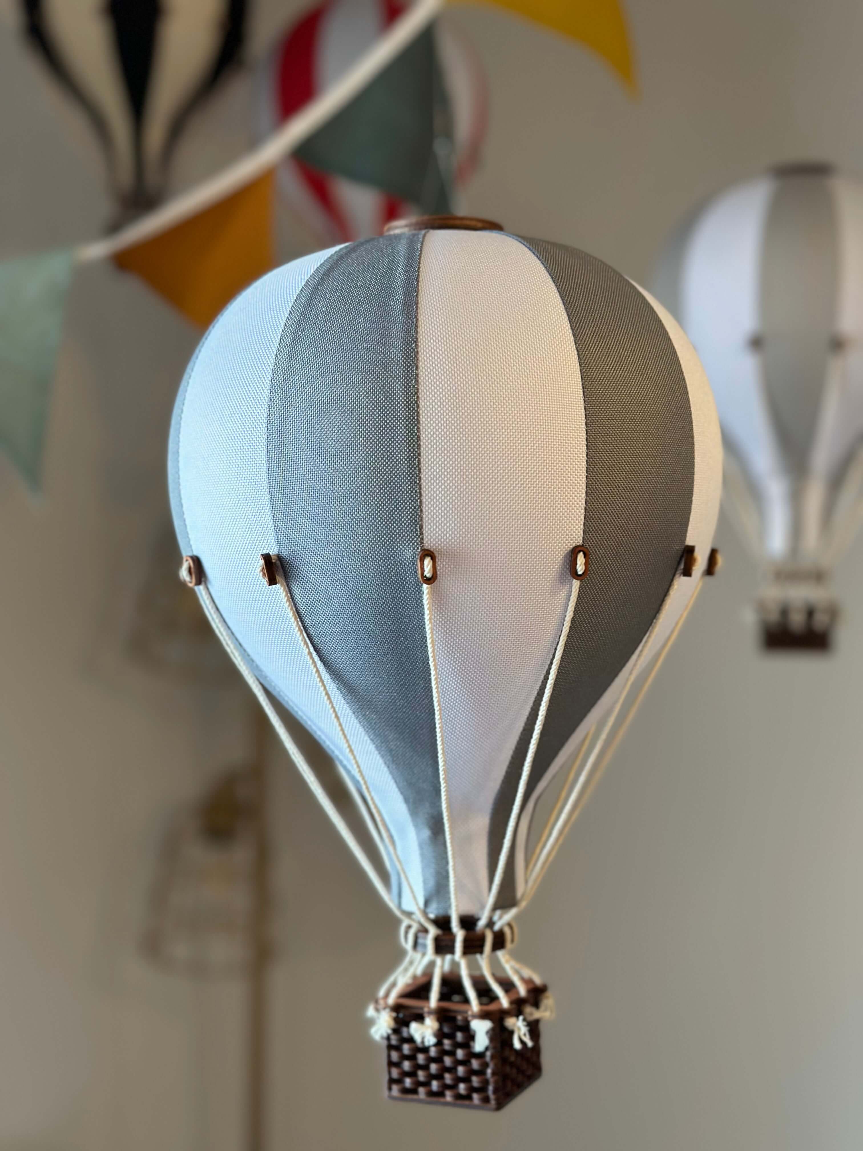 Hot Air Balloon Decorations for Baby Shower, Birthday, Gender Reveal & Baby Nursery Decor | Beige/ Dark Grey