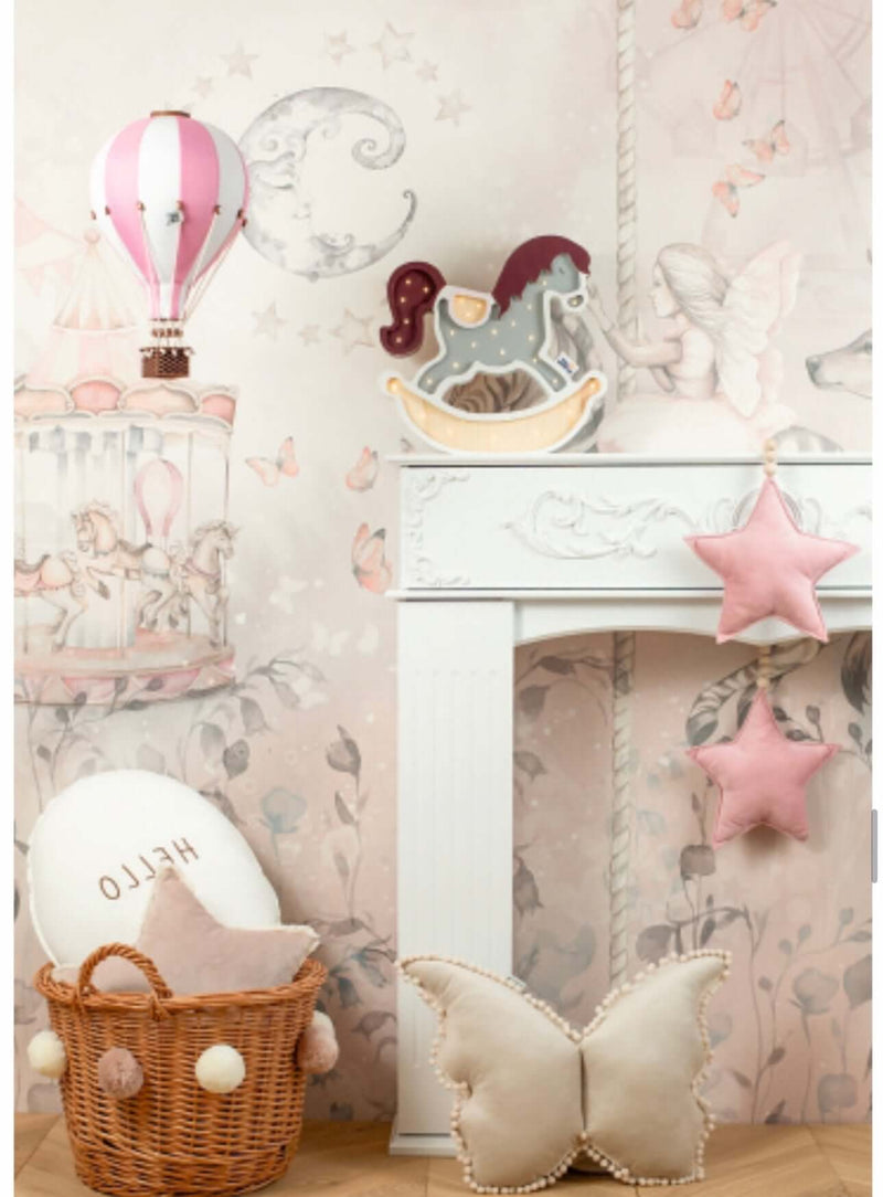 Decorative Hot Air Balloon - White/Powder Pink