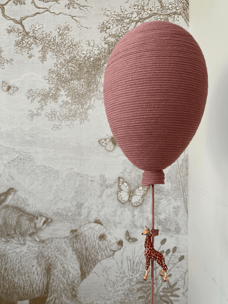 Baloo XL blush hot air balloon decor in baby nursery setting, perfect for baby showers, birthdays, and gender reveal parties.