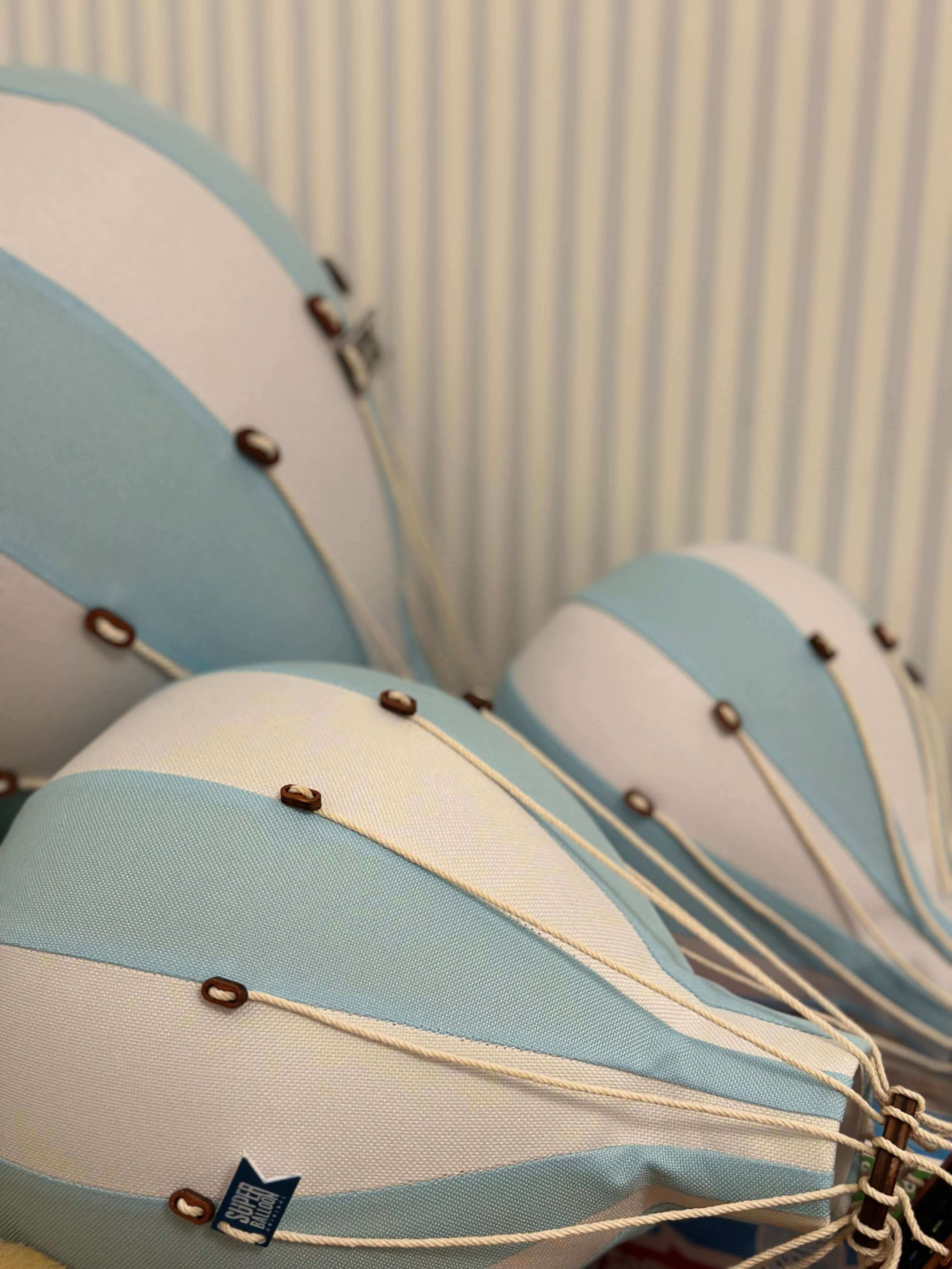 Hot Air Balloon Decorations for Baby Shower, Birthday, Gender Reveal & Baby Nursery Decor | White/Light Blue