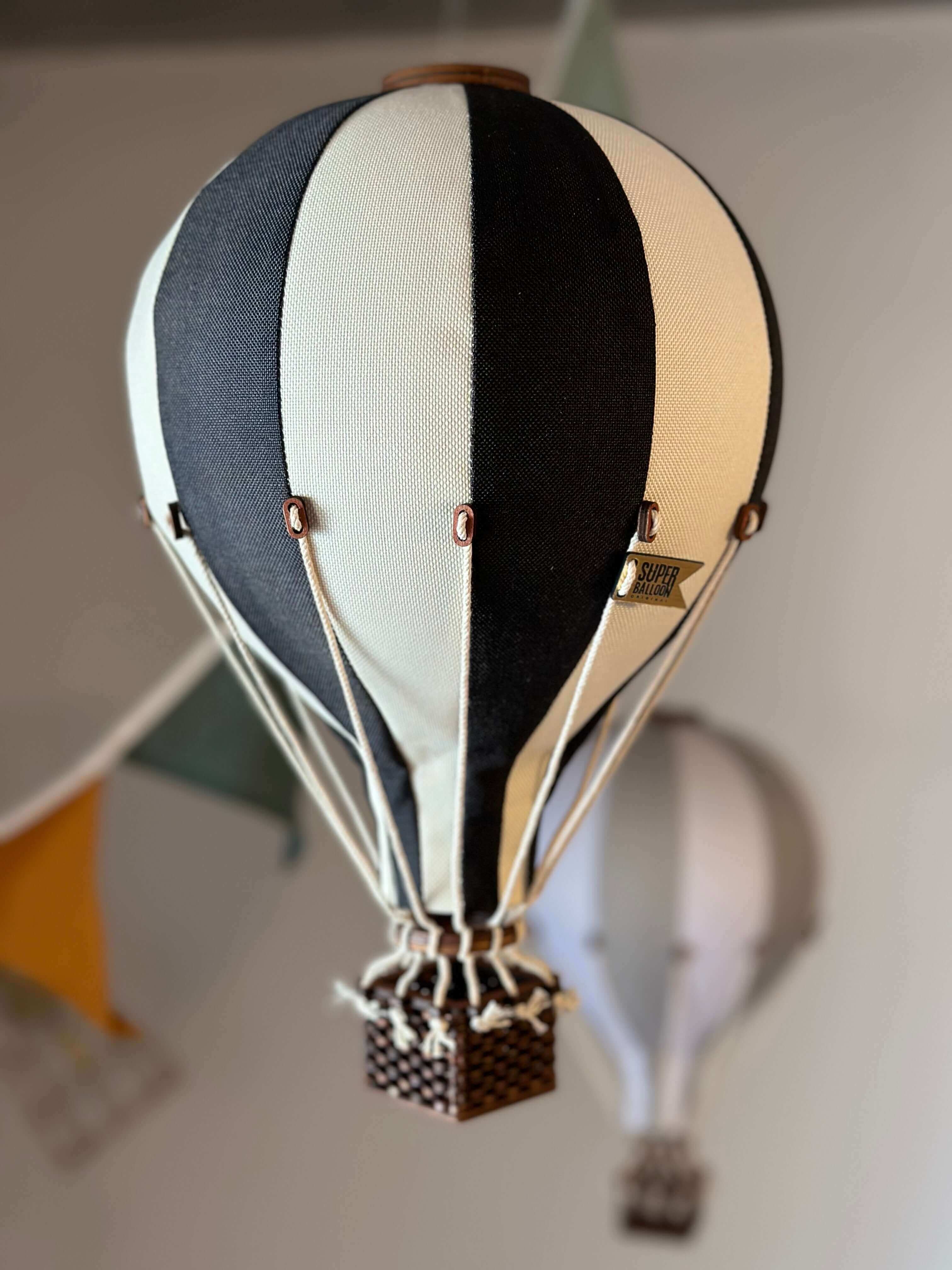 Hot Air Balloon Decorations for Baby Shower, Birthday, Gender Reveal & Baby Nursery Decor | Black/Beige