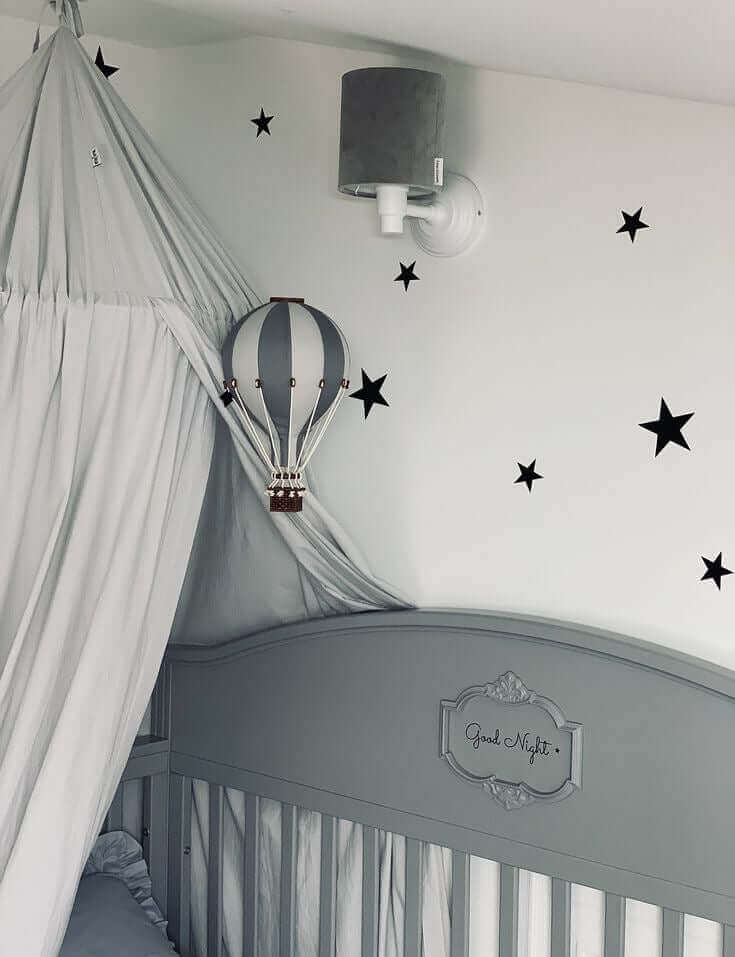 Hot Air Balloon Decorations for Baby Shower, Birthday, Gender Reveal & Baby Nursery Decor | Beige/ Dark Grey