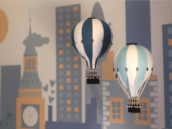 Decorative Hot Air Balloon - White/Light Blue