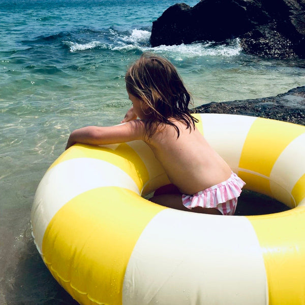 CELINE GRAND FLOAT - Pool Floaties and Beach Floaties Swing Ring Buoy Inflatable Pool Floats and Beach Toys For Adults, Teenagers and 12+ Years Kids - PASTEL YELLOW