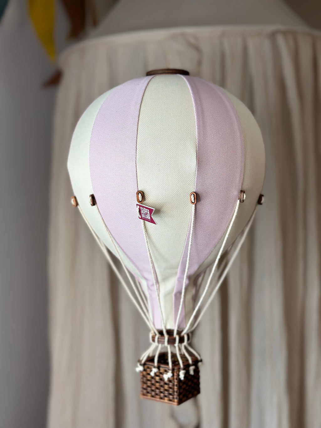 Hot Air Balloon Decorations for Baby Shower, Birthday, Gender Reveal & Baby Nursery Decor | Lilac/Beige
