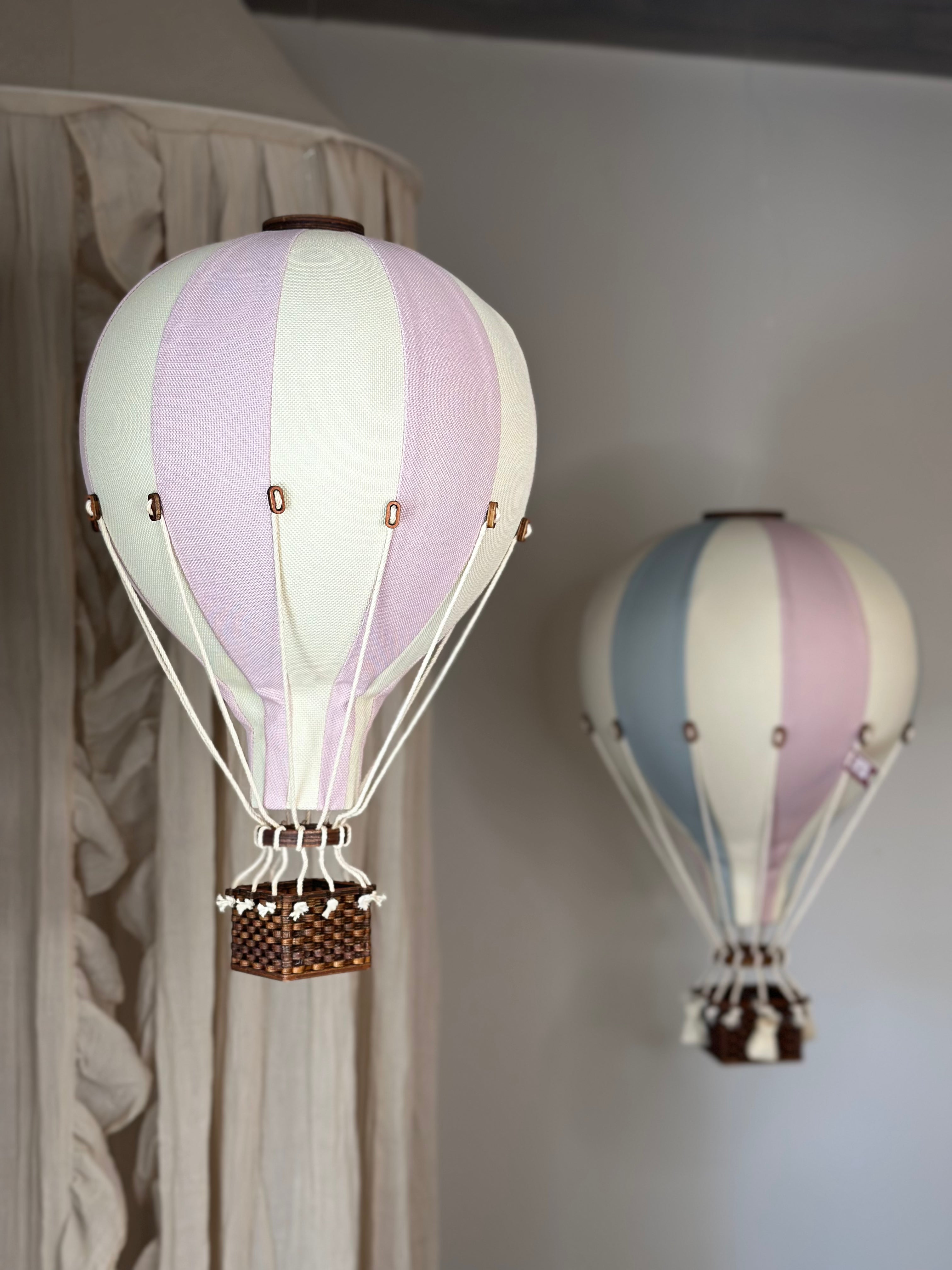 Hot Air Balloon Decorations for Baby Shower, Birthday, Gender Reveal & Baby Nursery Decor | Lilac/Beige