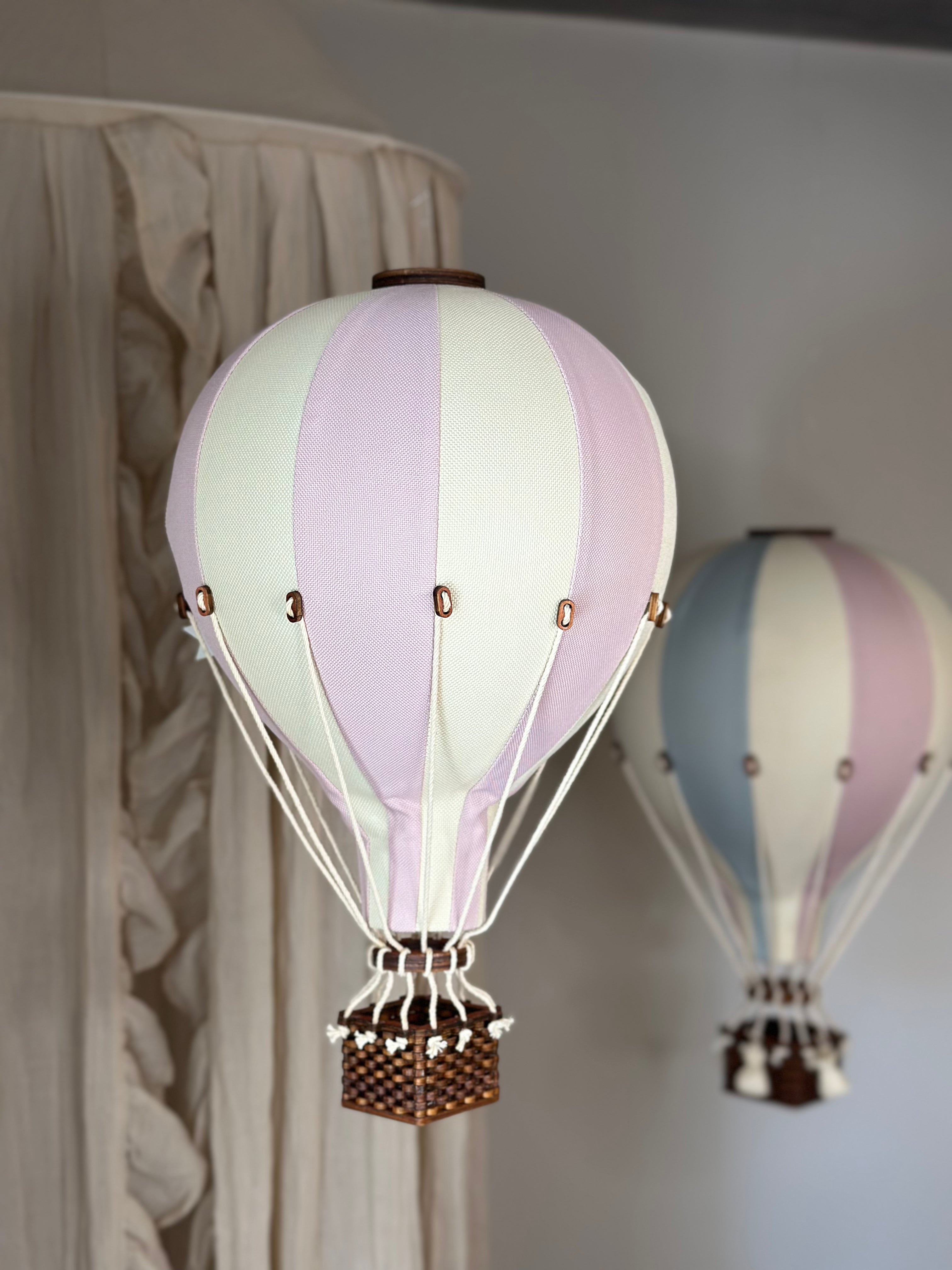 Hot Air Balloon Decorations for Baby Shower, Birthday, Gender Reveal & Baby Nursery Decor | Lilac/Beige