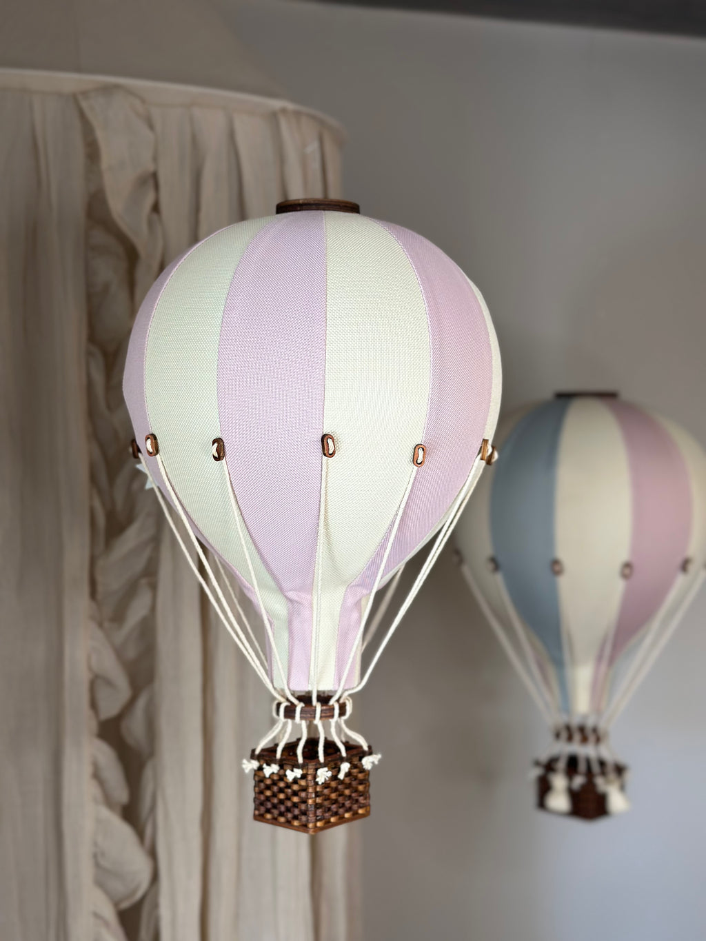 Hot Air Balloon Decorations for Baby Shower, Birthday, Gender Reveal & Baby Nursery Decor | Lilac/Beige