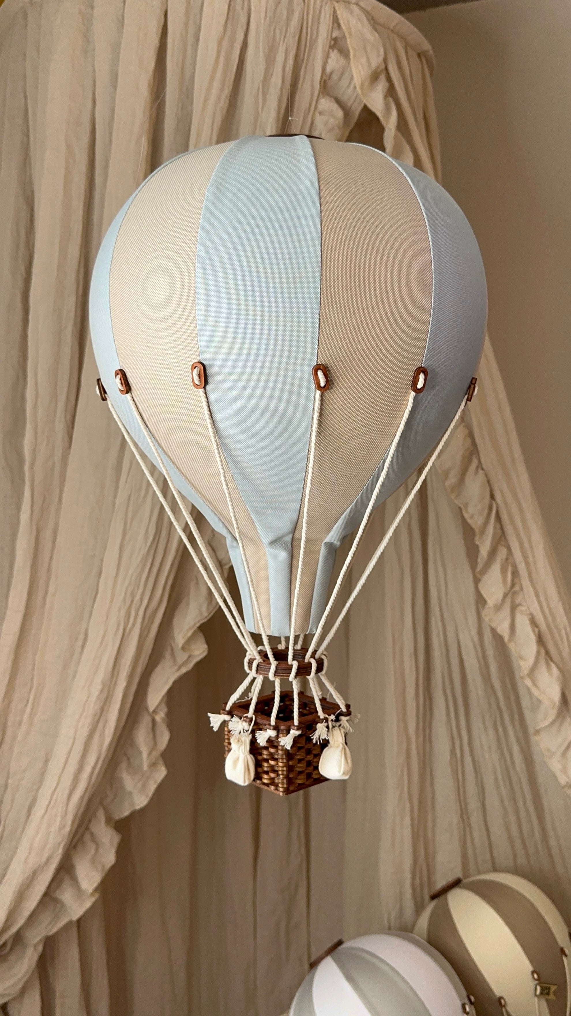 Hot Air Balloon Decorations for Baby Shower, Birthday, Gender Reveal & Baby Nursery Decor | Beige/Mint-Grey