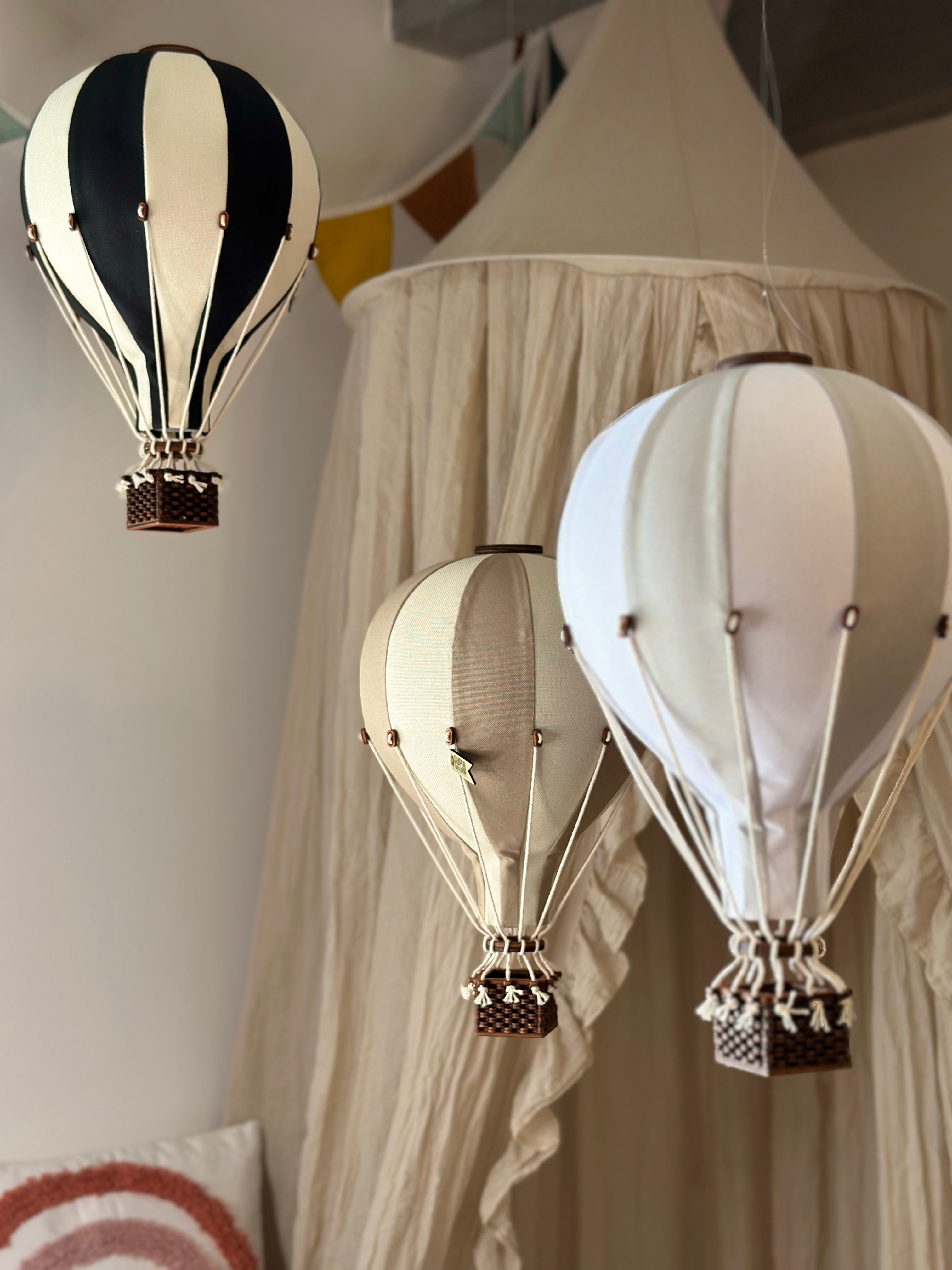 Hot Air Balloon Decorations for Baby Shower, Birthday, Gender Reveal & Baby Nursery Decor | Light Grey