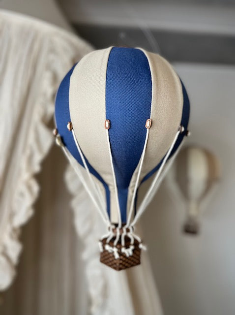 Hot Air Balloon Decorations for Baby Shower, Birthday, Gender Reveal & Baby Nursery Decor | Navy Blue/Beige