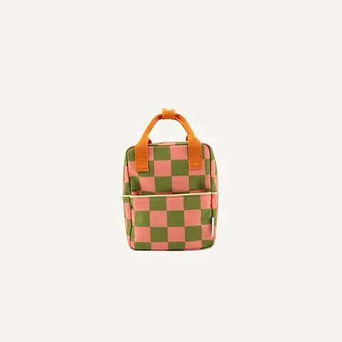 Sticky Lemon backpack small | farmhouse | checkerboard  | sprout green + flower pink