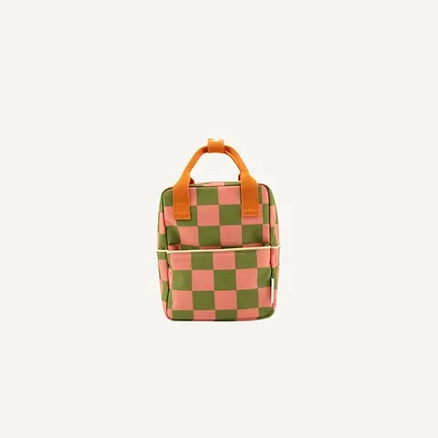Sticky Lemon backpack small | farmhouse | checkerboard  | sprout green + flower pink