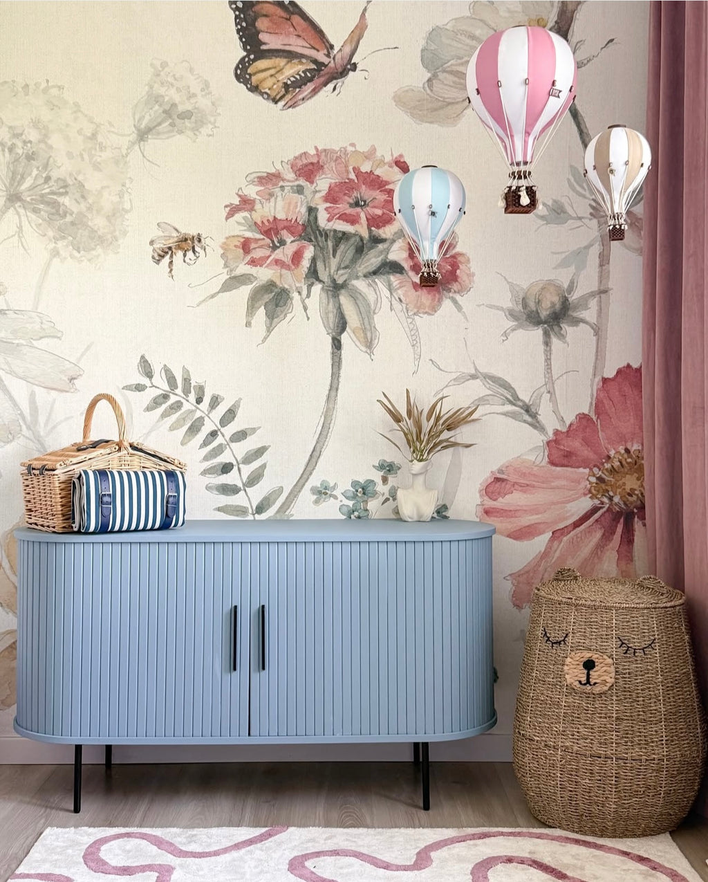 Hot Air Balloon Decorations for Baby Shower, Birthday, Gender Reveal & Baby Nursery Decor | Powder Pink