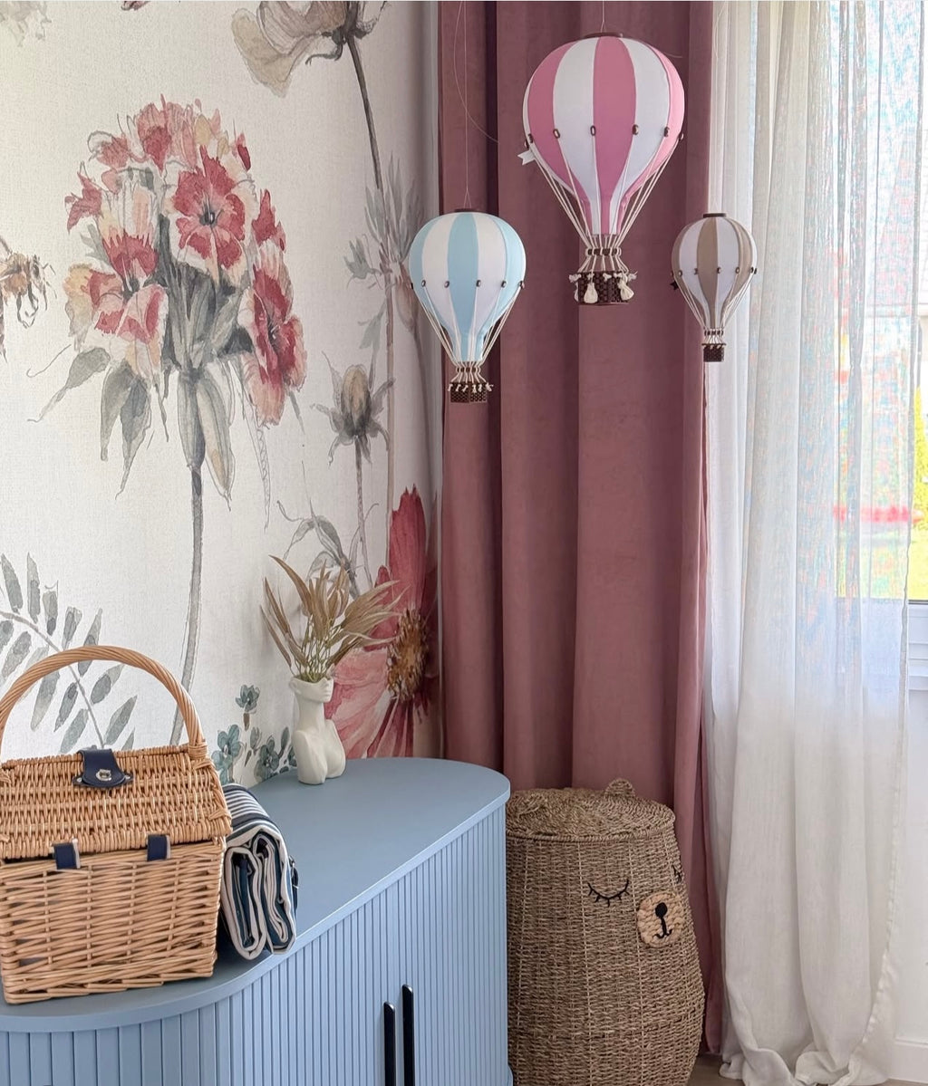 Hot Air Balloon Decorations for Baby Shower, Birthday, Gender Reveal & Baby Nursery Decor | Powder Pink