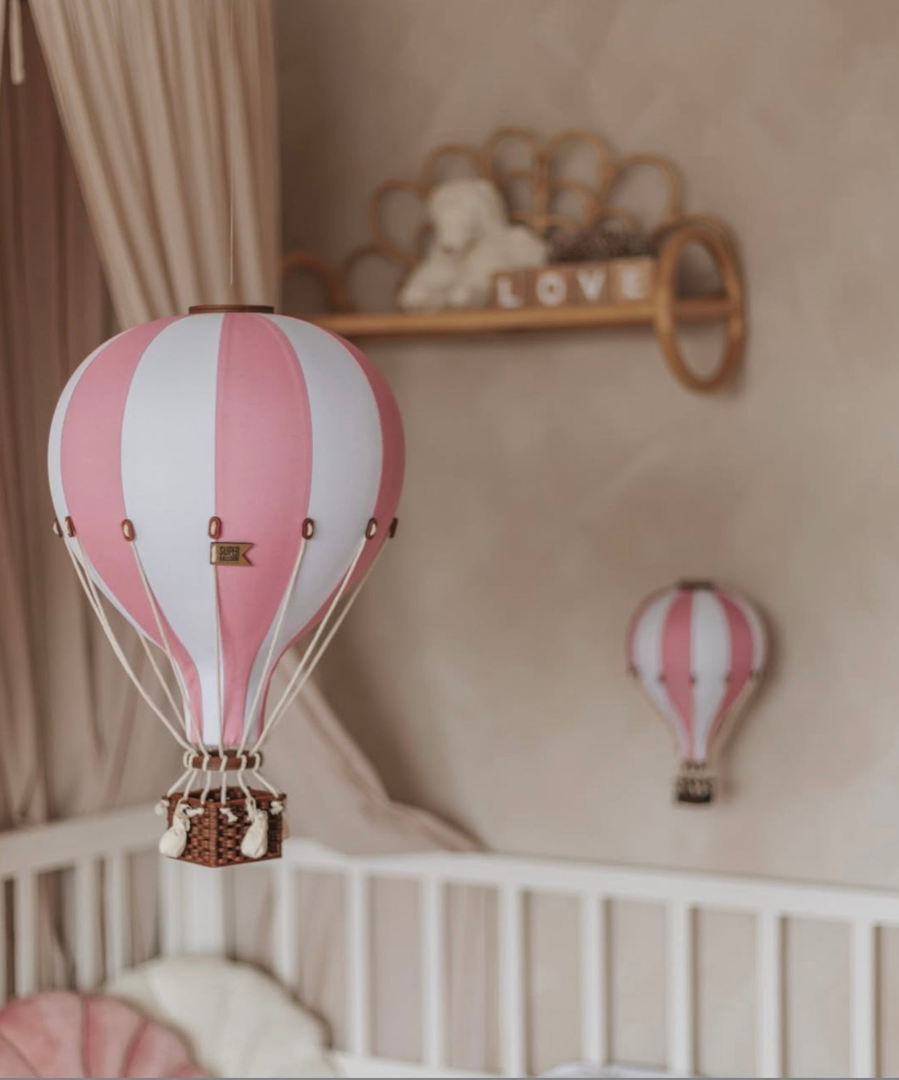 Hot Air Balloon Decorations for Baby Shower, Birthday, Gender Reveal & Baby Nursery Decor | Powder Pink