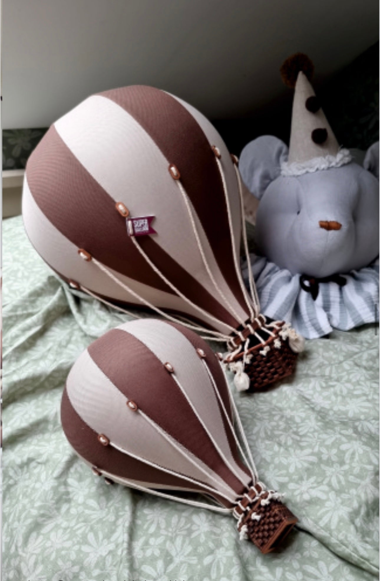 Hot Air Balloon Decorations for Baby Shower, Birthday, Gender Reveal & Baby Nursery Decor | Beige / Brown