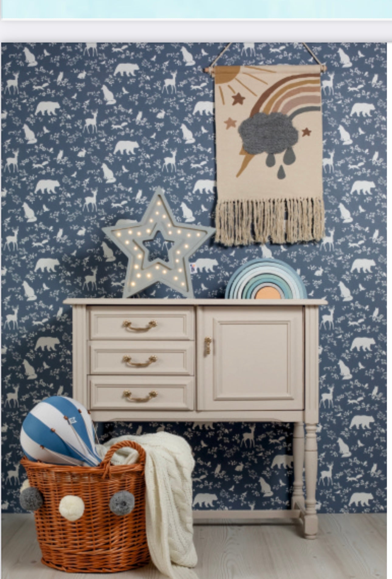 Hot Air Balloon Decorations for Baby Shower, Birthday, Gender Reveal & Baby Nursery Decor | Navy Blue/Beige