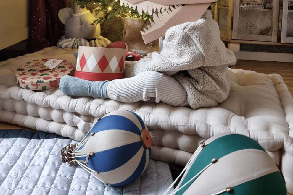 Hot Air Balloon Decorations for Baby Shower, Birthday, Gender Reveal & Baby Nursery Decor | Navy Blue/Beige