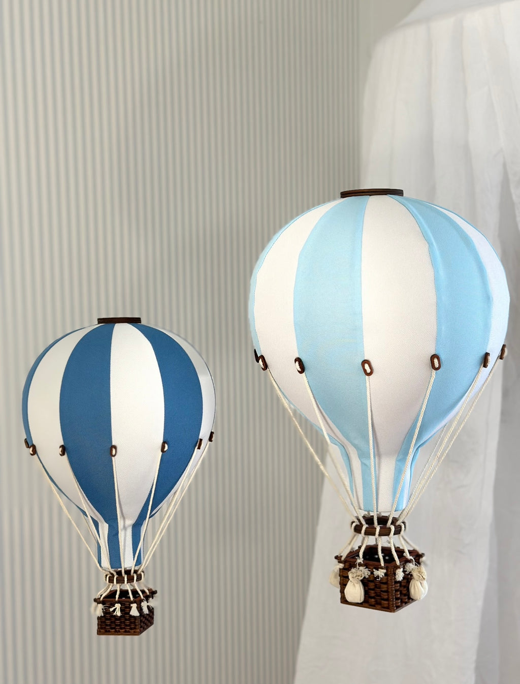 Hot Air Balloon Decorations for Baby Shower, Birthday, Gender Reveal & Baby Nursery Decor | White/Light Blue