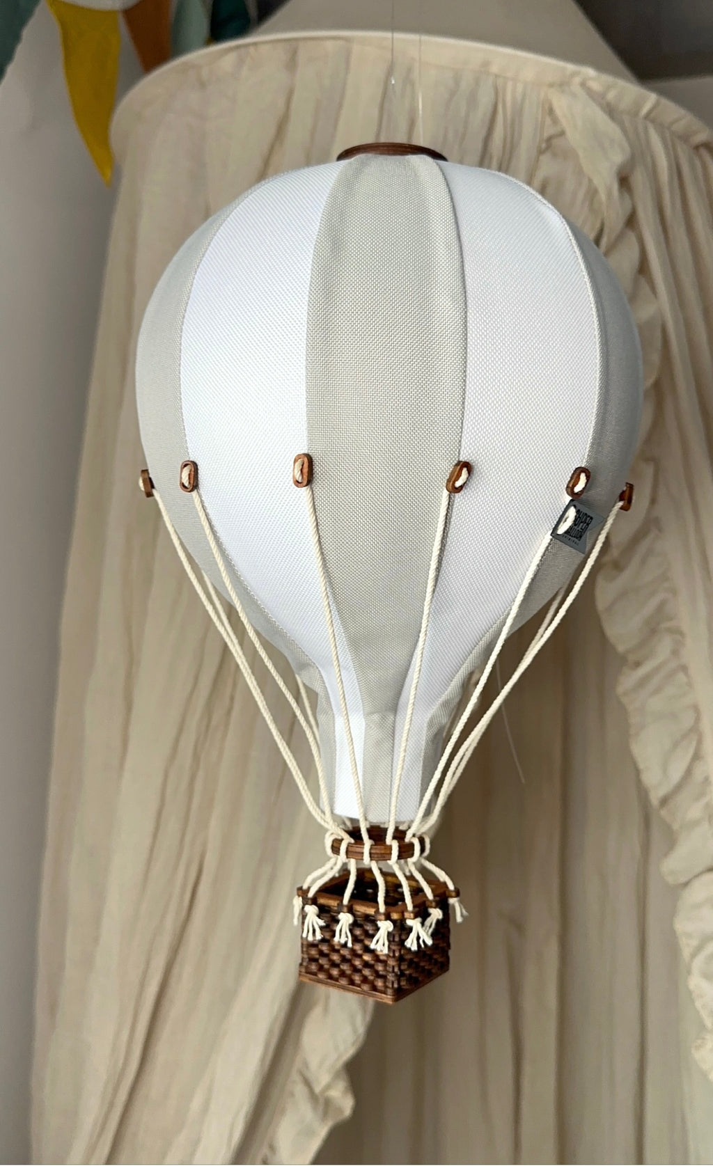 Hot Air Balloon Decorations for Baby Shower, Birthday, Gender Reveal & Baby Nursery Decor | Light Grey