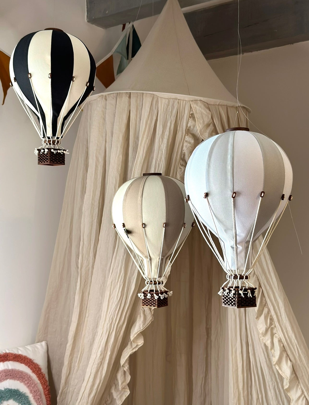 Hot Air Balloon Decorations for Baby Shower, Birthday, Gender Reveal & Baby Nursery Decor | Light Grey