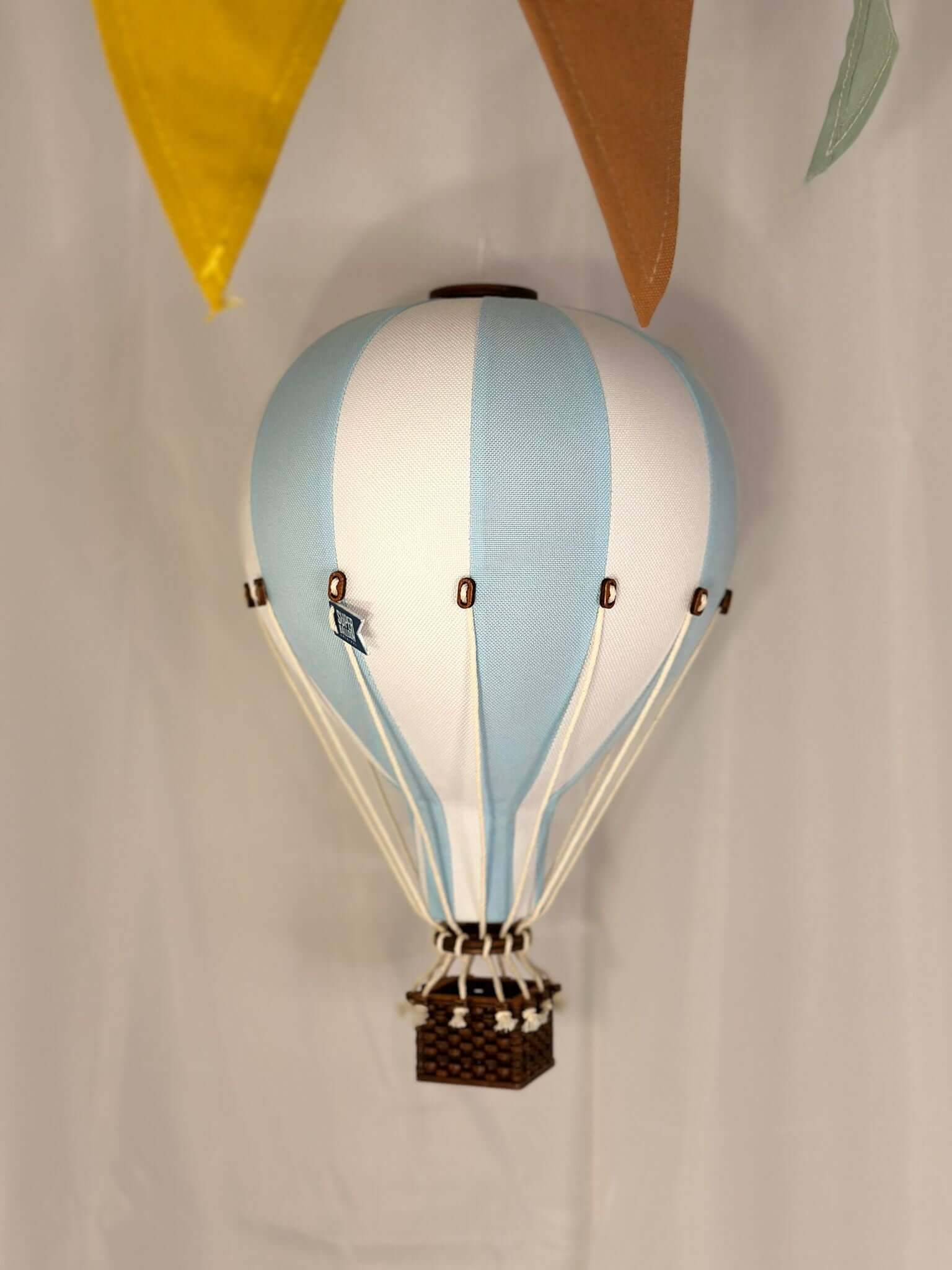 Hot Air Balloon Decorations for Baby Shower, Birthday, Gender Reveal & Baby Nursery Decor | White/Light Blue
