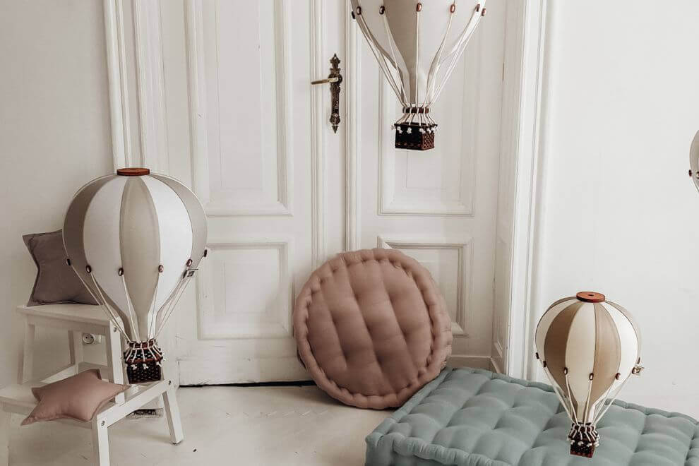 Hot Air Balloon Decorations for Baby Shower, Birthday, Gender Reveal & Baby Nursery Decor | Gold/Beige