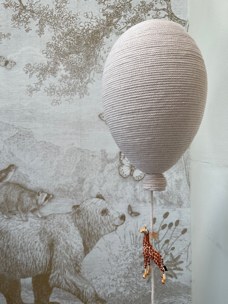 Nude inflatable hot air balloon decoration with giraffe, perfect for baby room, nursery, and gender reveal decor.