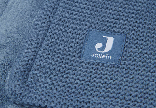 Blanket Crib 75x100cm Basic Knit - Jeans Blue/Coral Fleece - Petitpyla
