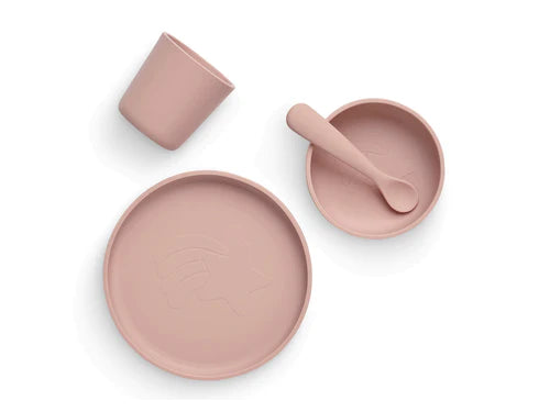 Dinner Set Silicone - Pale Pink - 4 Pieces - Petitpyla