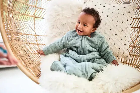 Baby Sleeping Bag 4-seasons 90cm Whales - Ash Green - Petitpyla