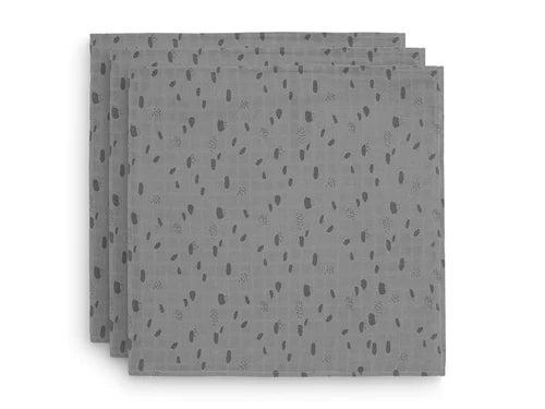 Muslin Cloth Spot 70x70cm - Storm Grey - 3-Pack - Petitpyla