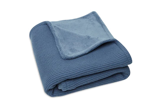 Blanket Crib 75x100cm Basic Knit - Jeans Blue/Coral Fleece - Petitpyla
