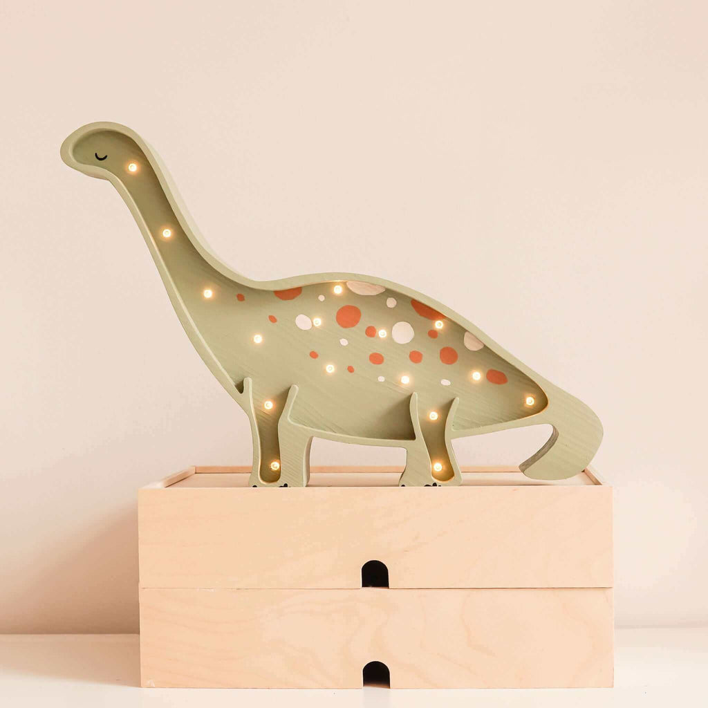 Wooden Dino Lamp - green - Petitpyla