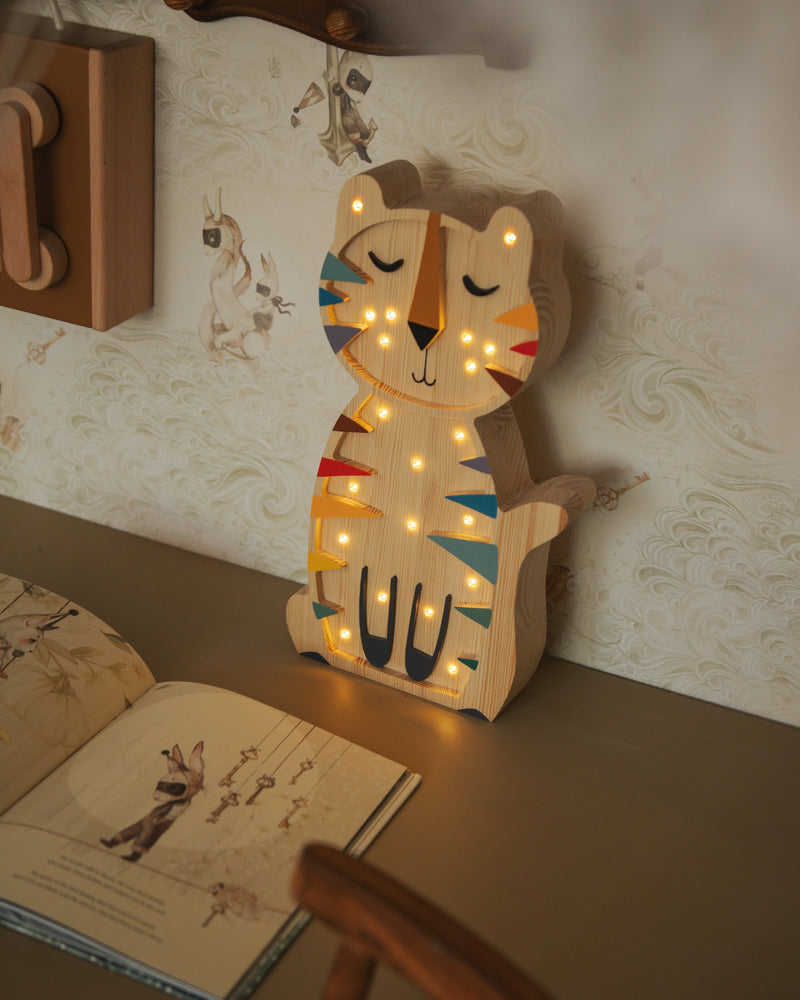 Wooden Tiger Lamp – colored - Petitpyla