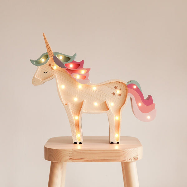 Wooden Unicorn Lamp - visible wood - Petitpyla