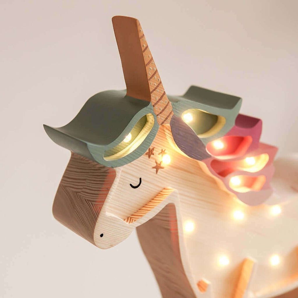 Wooden Unicorn Lamp - visible wood - Petitpyla
