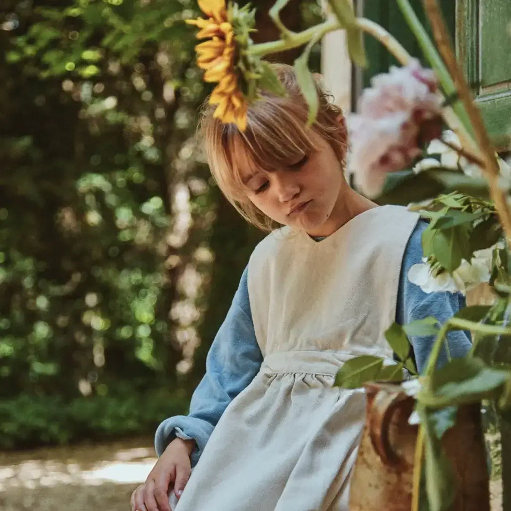 MANGUE DENIM DRESS - Ecru color - Poudre Organic - Petitpyla