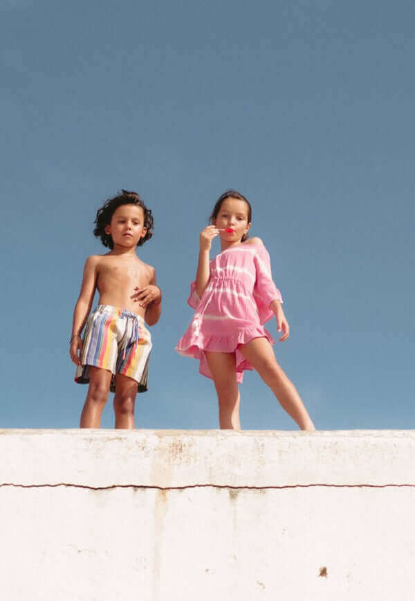 Boys' swim trunks, multicolored stripe Havana short - Petitpyla