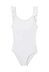 Girl one piece swimsuit, UPF50+, white Bora Bora one piece - Petitpyla