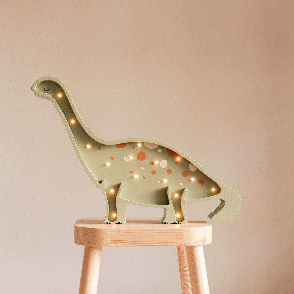 Wooden Dino Lamp - green - Petitpyla